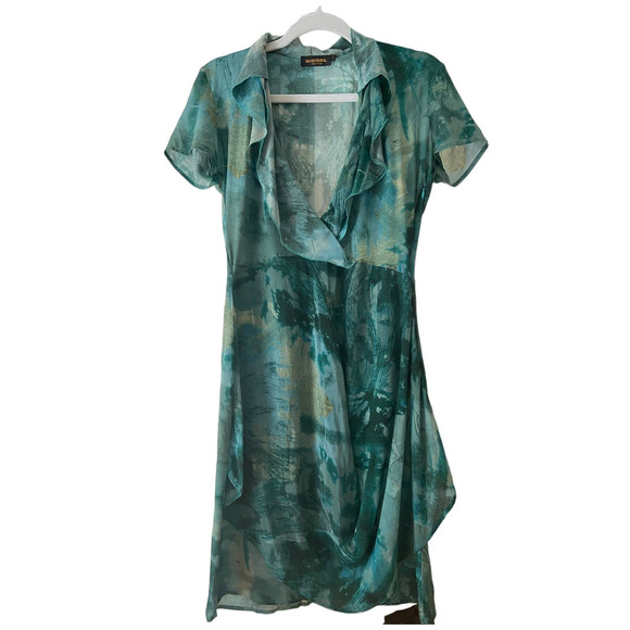 Diesel Small Silk Abstract Print Dress "Black Gold" Made in Italy EUC - Picture 1 of 8